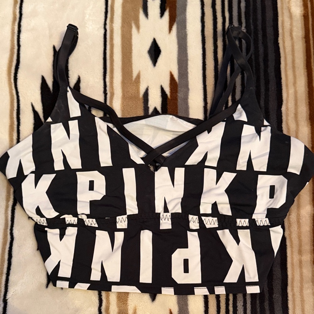 PINK Victoria's Secret Black and White Crop Top